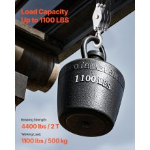 4400 lbs Rope Hoist Pulley System Block and Tackle 5:1 Lifting Ratio 100 ft Rope