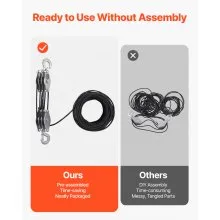 VEVOR 4400 lbs Breaking Strength 100 FT Rope Pulley Hoist, 5:1 Lifting Power Heavy Duty Pulley System with 2pcs Soft Loops, Metal Wheels Bearing Structure, Block and Tackle for Lifting Heavy Objects