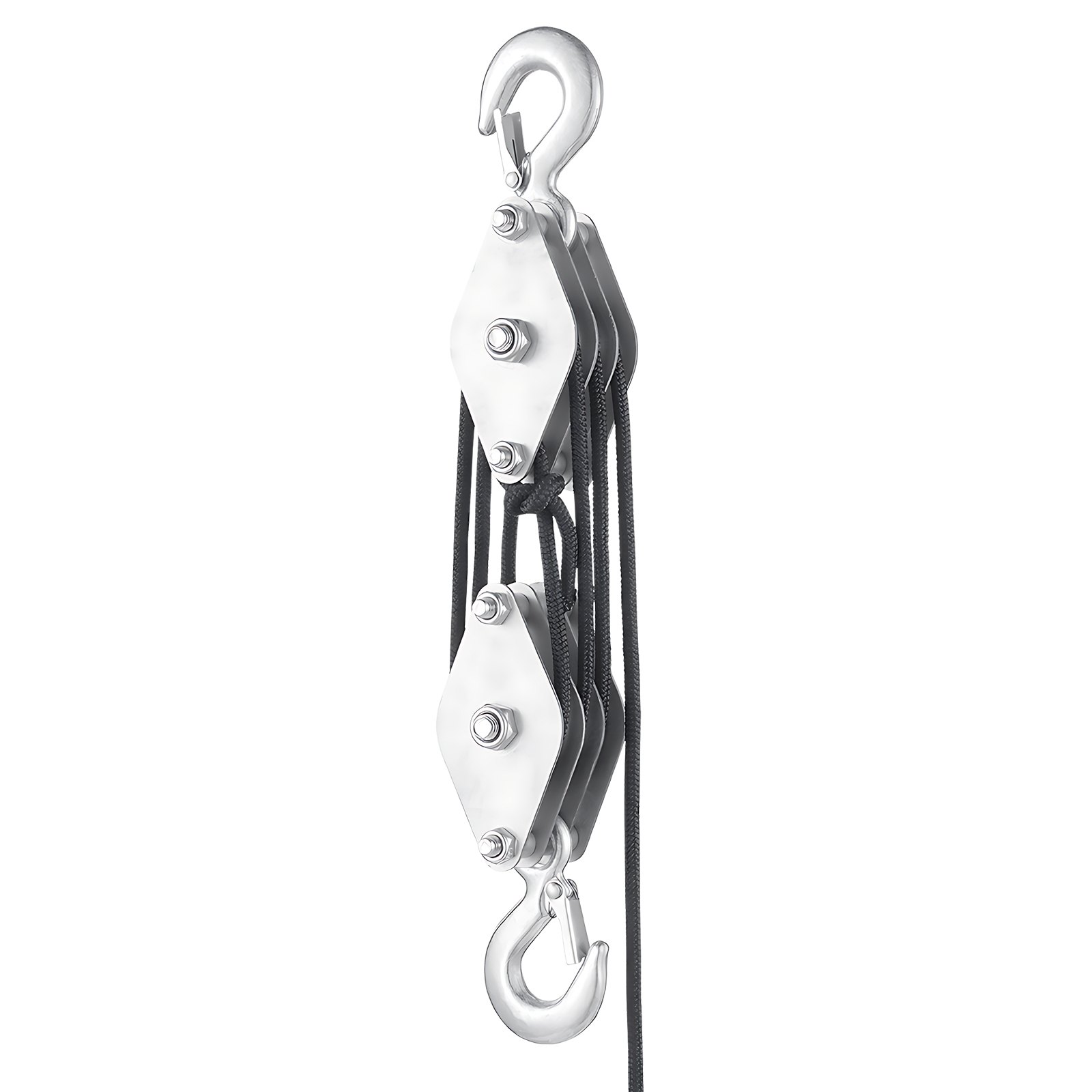 VEVOR 4400 lbs Breaking Strength 100 FT Rope Pulley Hoist, 5:1 Lifting Power Heavy Duty Pulley System with 2pcs Soft Loops, Metal Wheels Bearing Structure, Block and Tackle for Lifting Heavy Objects