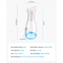 Water Filter Pitcher 6 Cup Glass Water Filtration Pitcher 211 Gallons No BPA