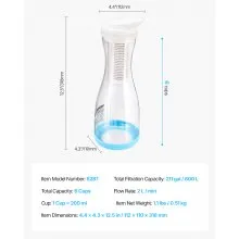 Water Filter Pitcher 6 Cup Glass Water Filtration Pitcher 211 Gallons No BPA