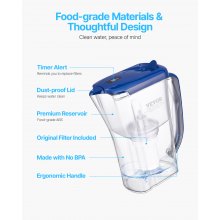 Water Filter Pitcher 9 Cup 5-stage Water Filter Dispenser 40 Gallons No BPA