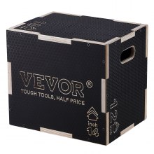 VEVOR 3 in 1 Plyometric Jump Box, 16/14/12 tuuman puinen Plyo Box, Platform & Jumping Agility Box, Liukumaton Fitness Exercise Step Up Box kotikuntosaliharjoitteluun, kuntoutusvoimaharjoittelu, musta