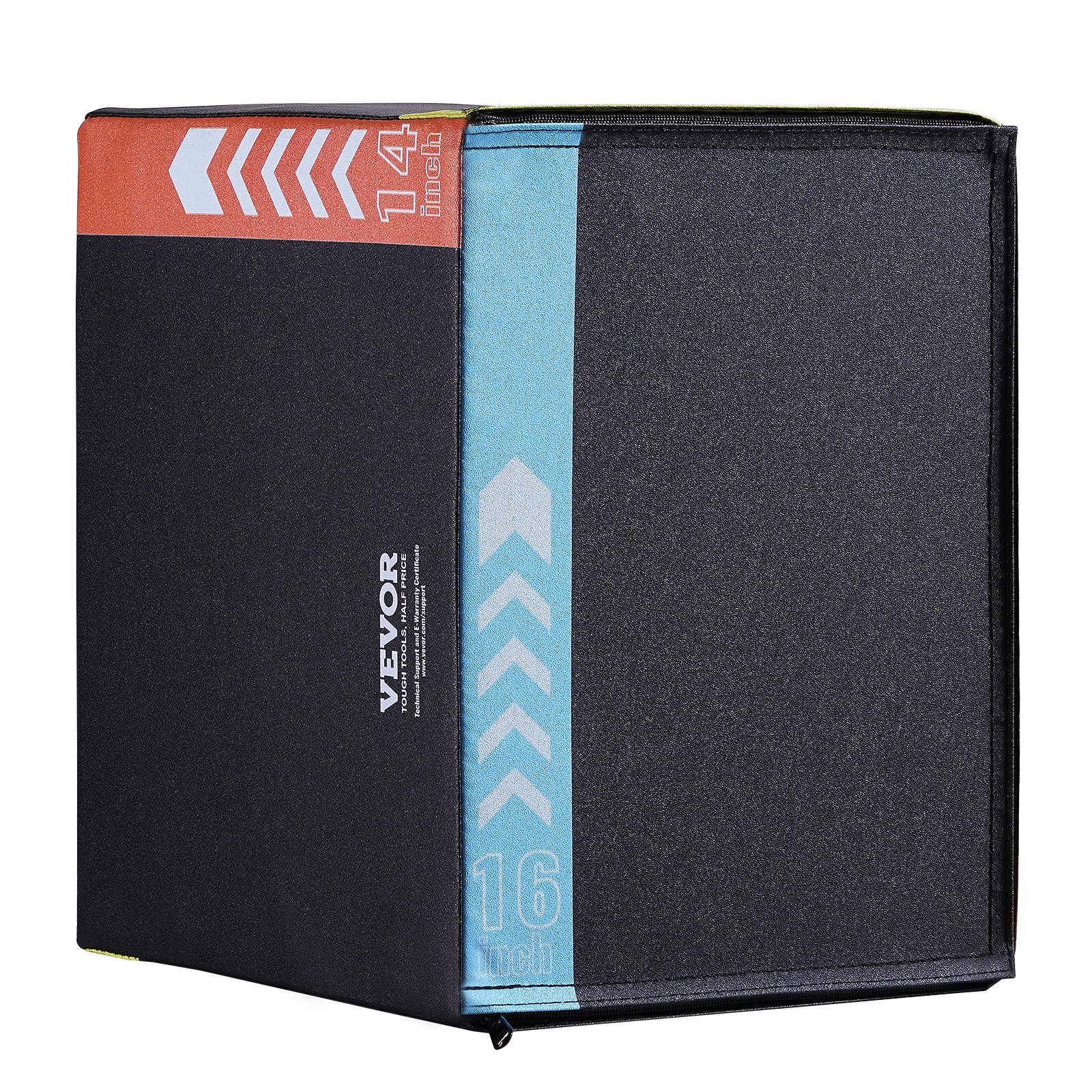 VEVOR 3 in 1 Plyometric Jump Box, 16/14/12 Inch Cotton Plyo Box, Platform & Jumping Agility Box, Anti-Slip Fitness Exercise Step Up Box for Home Gym Training, Conditioning Strength Training, Black