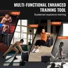 VEVOR 3 in 1 Plyometric Jump Box, 24/20/16 Inch Wooden Plyo Box, Platform & Jumping Agility Box, Anti-Slip Fitness Exercise Step Up Box for Home Gym Training, Conditioning Strength Training, Black