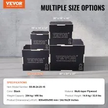 VEVOR 3 in 1 Plyometric Jump Box, 24/20/16 Inch Wooden Plyo Box, Platform & Jumping Agility Box, Anti-Slip Fitness Exercise Step Up Box for Home Gym Training, Conditioning Strength Training, Black