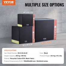 VEVOR 3 in 1 Plyometric Jump Box, 30/24/20 Inch Cotton Plyo Box, Platform & Jumping Agility Box, Anti-Slip Fitness Exercise Step Up Box for Home Gym Training, Conditioning Strength Training, Black