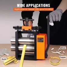 VEVOR Rolling Mill, 3"/76 mm Jewelry Rolling Mill Machine, 1: 2 Gear Ratio, 3-in-1 Multi-function Rolling Mill, 0.1-7mm Press Thickness for Metal Jewelry Making Sheet Square Wire Semicircle Pattern
