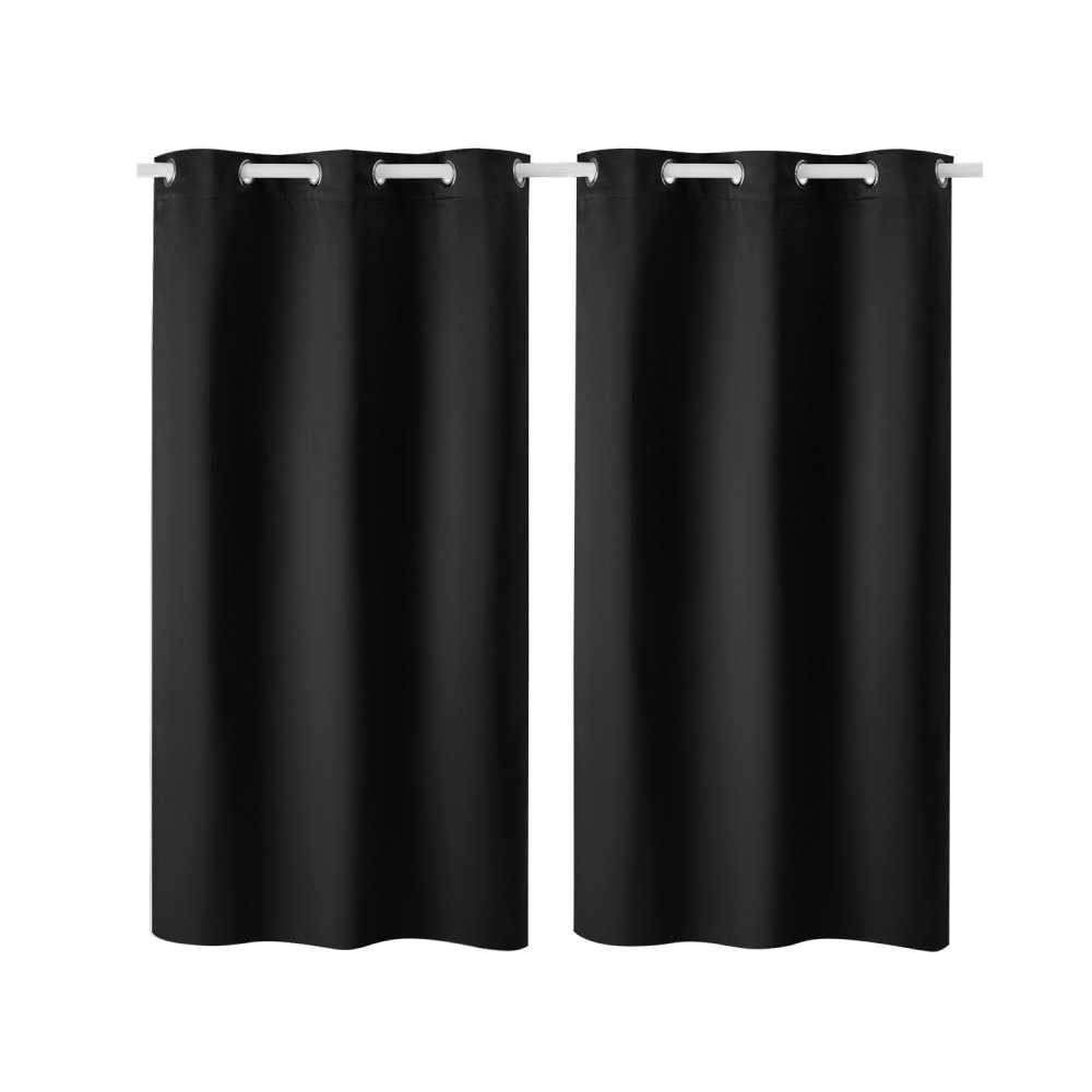 VEVOR Blackout Curtains, 63 Inch Length 2 Panels Set, 42 Inch Wide Each, Thermal Insulated Blackout Light Blocking Drapes, with Grommets, Polyester Curtains for Bedroom Living Room Window, Black
