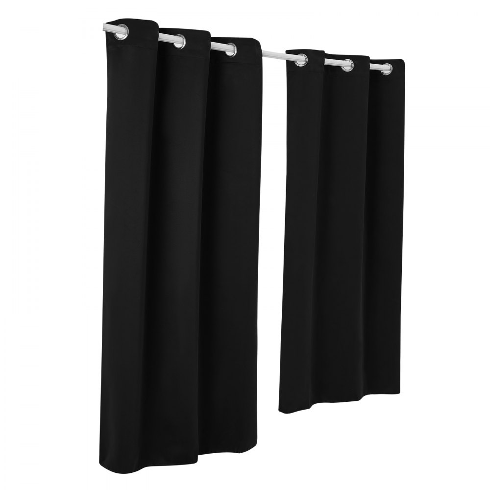 VEVOR Blackout Curtains, 63 Inch Length 2 Panels Set, 42 Inch Wide Each, Thermal Insulated Blackout Light Blocking Drapes, with Grommets, Polyester Curtains for Bedroom Living Room Window, Black