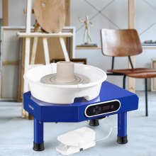 VEVOR Pottery Wheel, 10in Ceramic Wheel Forming Machine, Adjustable 60-300RPM Speed Manual LCD Panel, Foot Pedal ABS Detachable Basin, Sculpting Tool Apron Accessory Kit for Work Art Craft DIY
