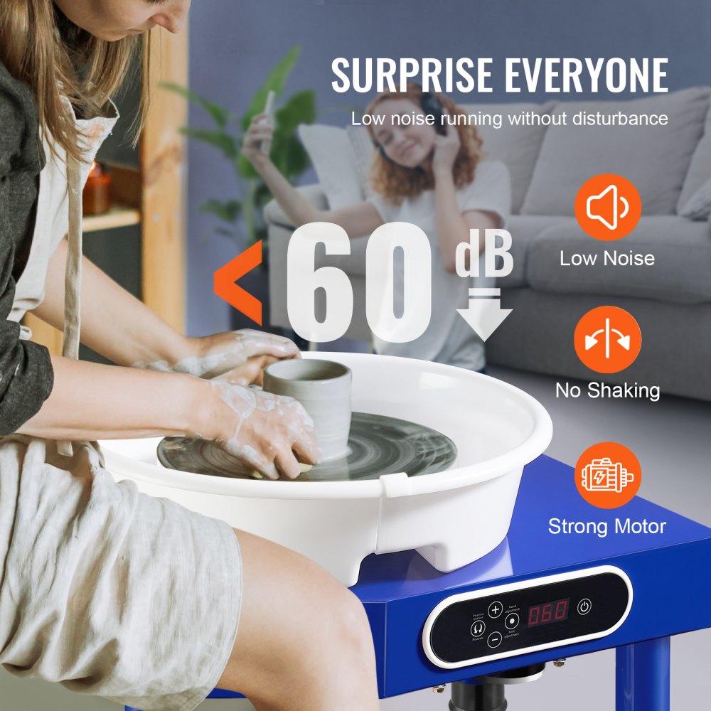 VEVOR Pottery Wheel 24.9 cm Ceramic Wheel Foot Pedal Sculpting Tools Apron 350W