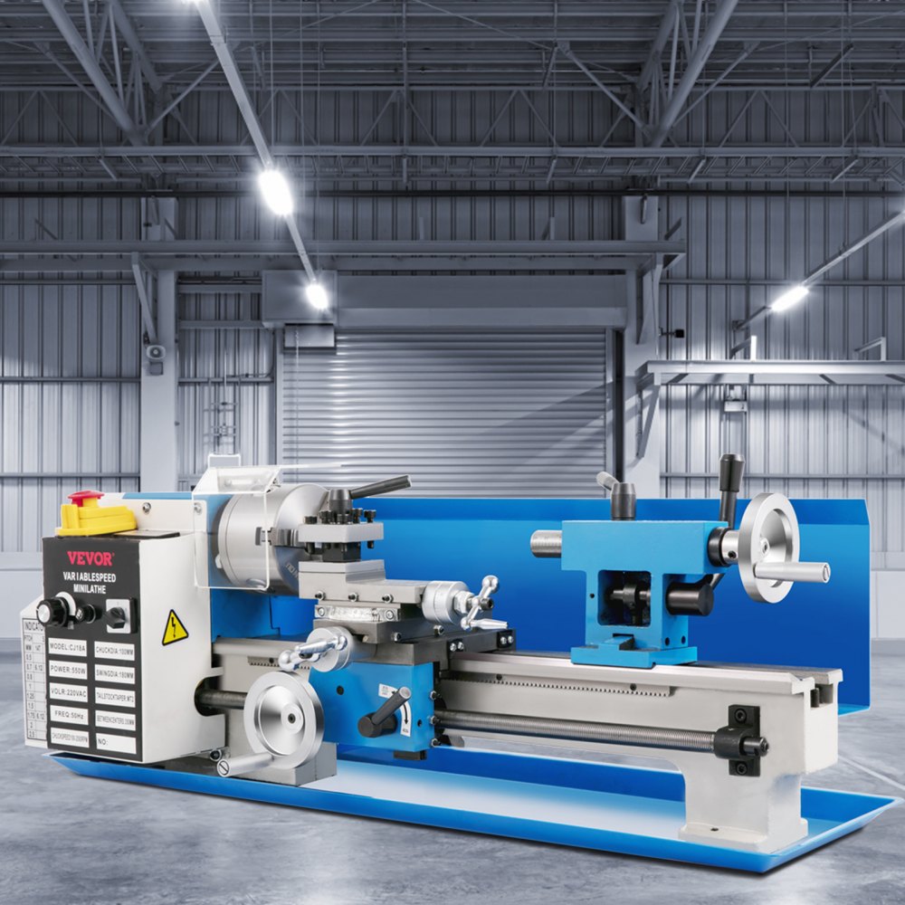 VEVOR Compact Metal Lathe, 7"x14", Desktop Metalworking Lathe, 550W, Adjustable Speed up to 2250 RPM, Includes 3-jaw Chuck and Digital Display, Precision Crafting Lathe with Tool Box for Metalworki
