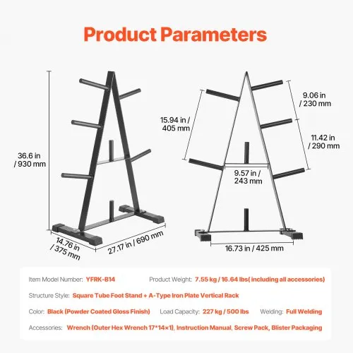 VEVOR Weight Plate Rack, A Frame Weight Plate Tree for 1-Inch