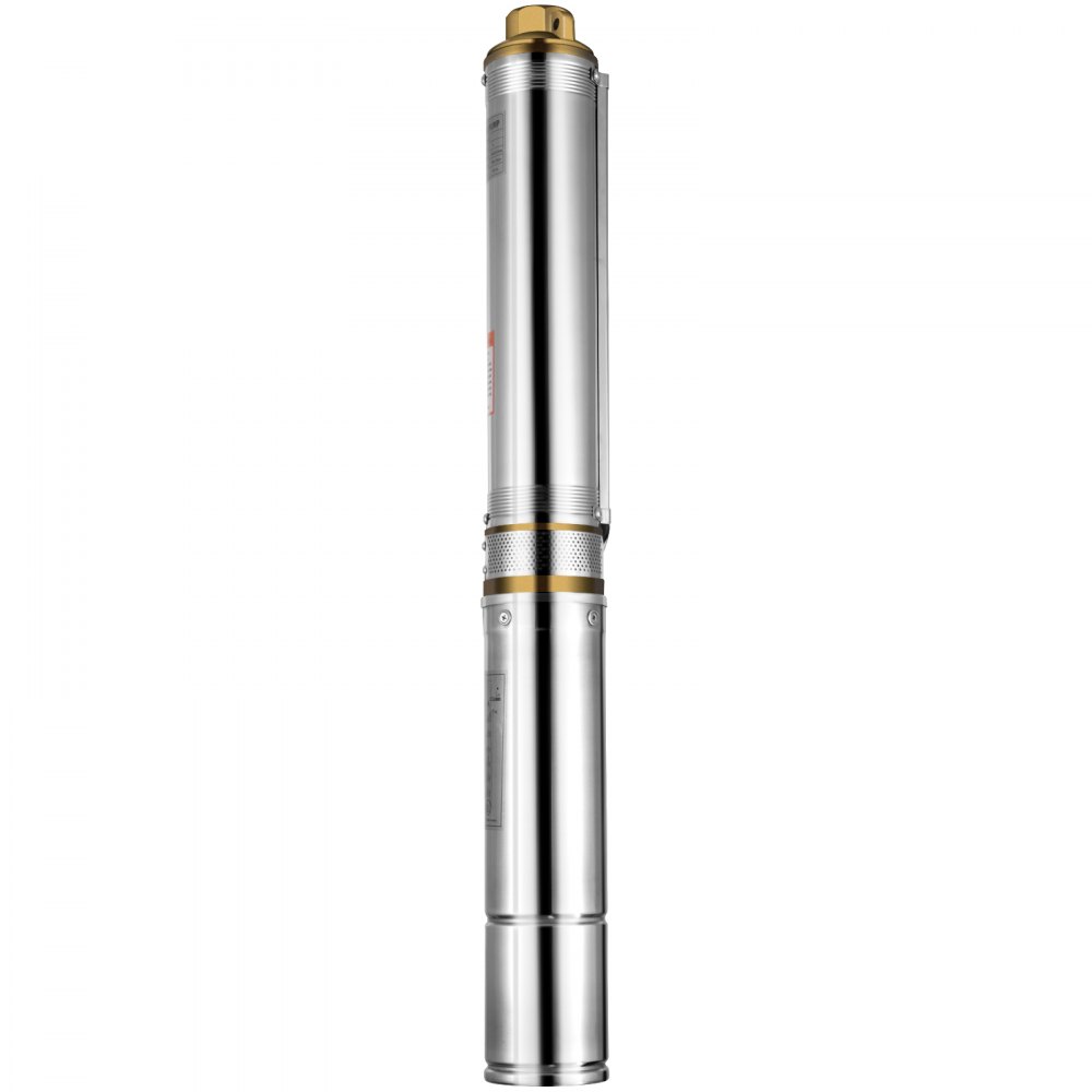 VEVOR Well Pump 1 HP Submersible Well Pump 33GPM Deep Well Pump 207ft Head with 9.8ft Cable Water Well Pumps Submersible Stainless Steel for Factories, Farmland, Irrigation Use