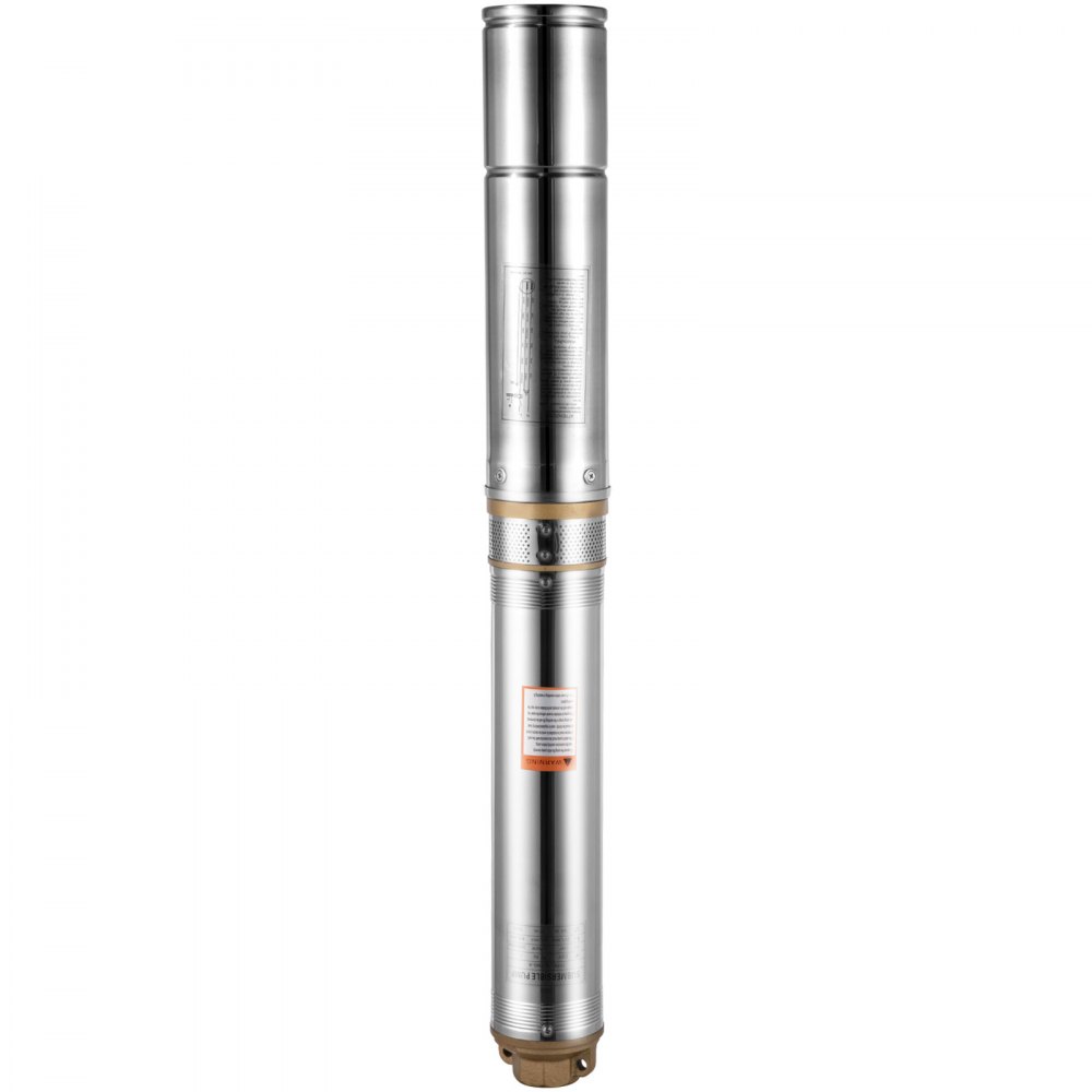VEVOR Well Pump 1 HP Submersible Well Pump 33GPM Deep Well Pump 207ft Head with 9.8ft Cable Water Well Pumps Submersible Stainless Steel for Factories, Farmland, Irrigation Use