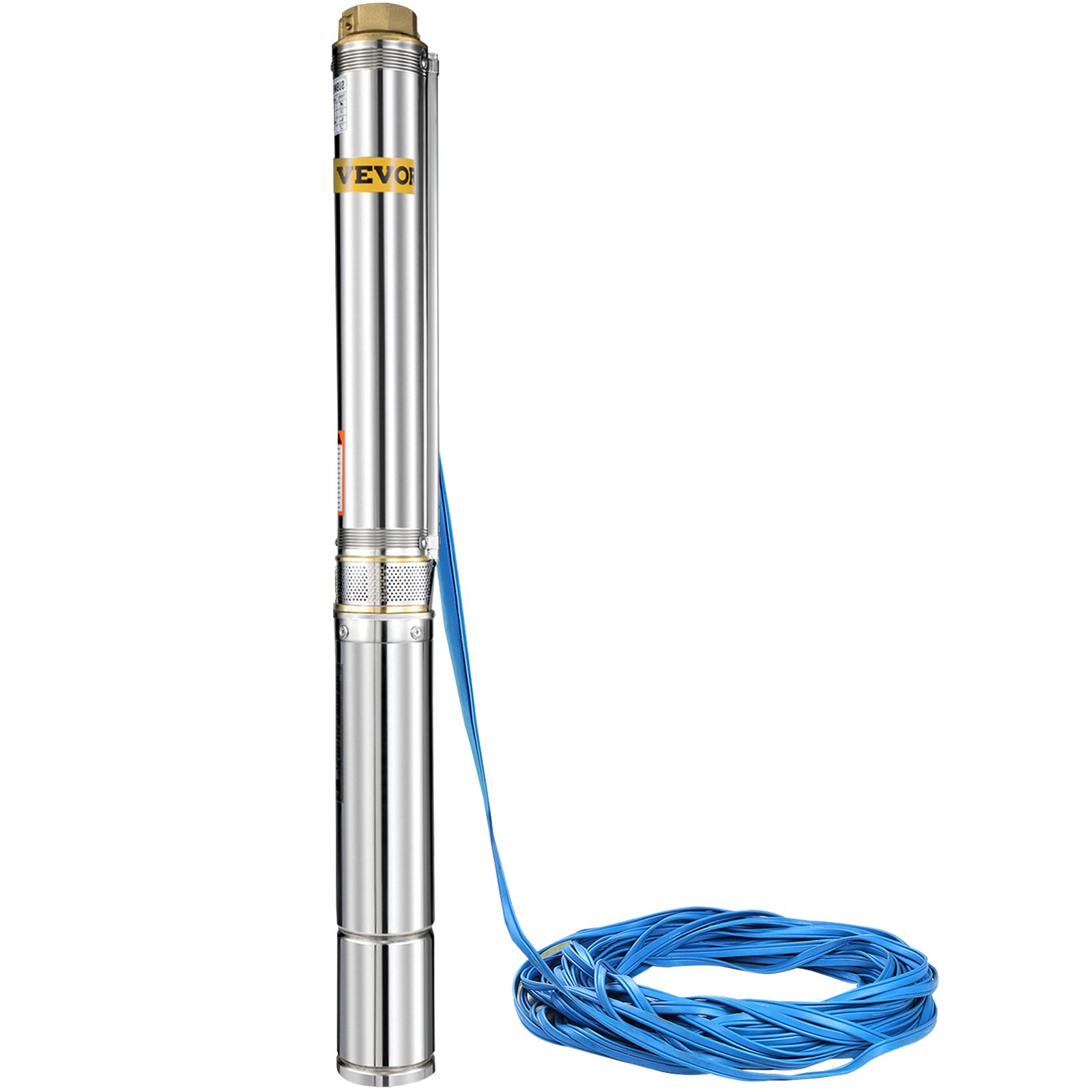 VEVOR Deep Well Submersible Pump, 1.5HP/1100W 240V/50Hz, 114L/min Flow 104 m Head, with 40 m Cable & External Control Box, 10.2 cm Stainless Steel Water Pumps for Industrial, Irrigation and Home Use