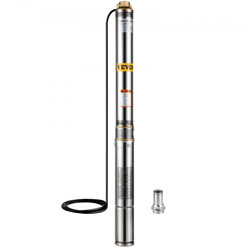 VEVOR Submersible Well Pump, 3/4HP Deep well Submersible Pump 270ft Head, 13GPM Deep Well Pump 3", Stainless Steel Deep Well Pump 115V w/9.8ft Cable Suitable for Home, Factory, Farmland, Irrigation