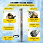 VEVOR Submersible Well Pump, 3/4HP Deep well Submersible Pump 270ft Head, 13GPM Deep Well Pump 3", Stainless Steel Deep Well Pump 115V w/9.8ft Cable Suitable for Home, Factory, Farmland, Irrigation