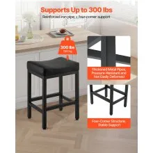 VEVOR 25 in Bar Stool Counter Height Barstool Saddle-Seat Kitchen Chair Set of 2