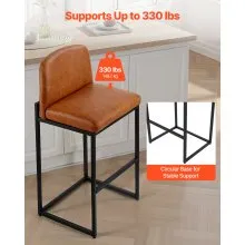 VEVOR Taburete de bar moderno de 27 pulgadas, altura de mostrador, silla de cocina marrón, juego de 4