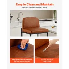 VEVOR Taburete de bar moderno de 27 pulgadas, altura de mostrador, silla de cocina marrón, juego de 4