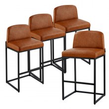 VEVOR Taburete de bar moderno de 27 pulgadas, altura de mostrador, silla de cocina marrón, juego de 4