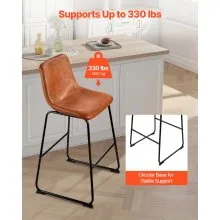 VEVOR 26in Bar Stool Modern Counter Height Barstool Kitchen Chair Brown Set of 4