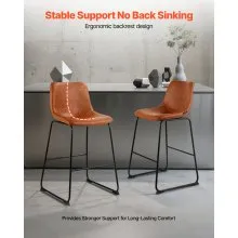 VEVOR 26in Bar Stool Modern Counter Height Barstool Kitchen Chair Brown Set of 4