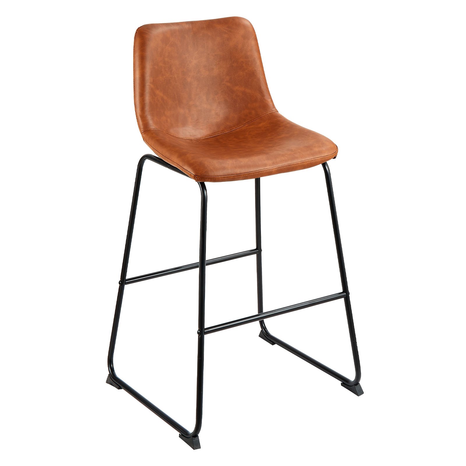 Sada 4 barových židlí VEVOR, barová židle s výškou 65 cm, moderní barová židle z umělé kůže s opěradlem, kovové nohy, snadná montáž, bezpodručková barová židle, ostrůvková barová židle do kuchyně, jídelny, hnědá