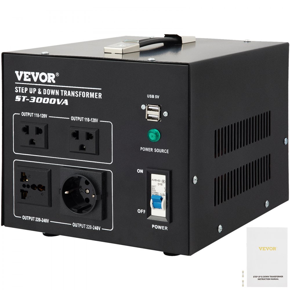 VEVOR-convertidor de voltaje reductor, transformador reductor, 3000W, 240V-110V, 110V-240V, EE. UU. y Reino Unido