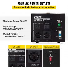 VEVOR Step Up Down Transformer Voltage Converter 3000W 240V-110V 110V-240V US-UK