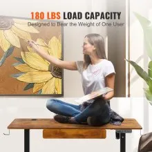 VEVOR Height Adjustable Desk, 47.2 x 23.6 in with Drawer, 3-Key Modes Electric Standing Desk,Whole Piece Desk Board, Dual Metal Frame, 180 LBS Capacity Computer Sit Stand up Desk, for Home and Office