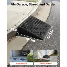 VEVOR Driveway Curb Ramp, 7000 lbs Load Capacity, 7 Inches Rise Height Heavy Duty Curbside Bridge Ramp with Drainage Tank for Wheelchairs, Strollers, Motorcycles, Cars, Lawn Mowers & Trailers, 2 Pack