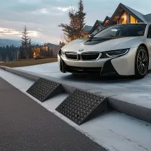 VEVOR Driveway Curb Ramp, 7000 lbs Load Capacity, 7 Inches Rise Height Heavy Duty Curbside Bridge Ramp with Drainage Tank for Wheelchairs, Strollers, Motorcycles, Cars, Lawn Mowers & Trailers, 2 Pack