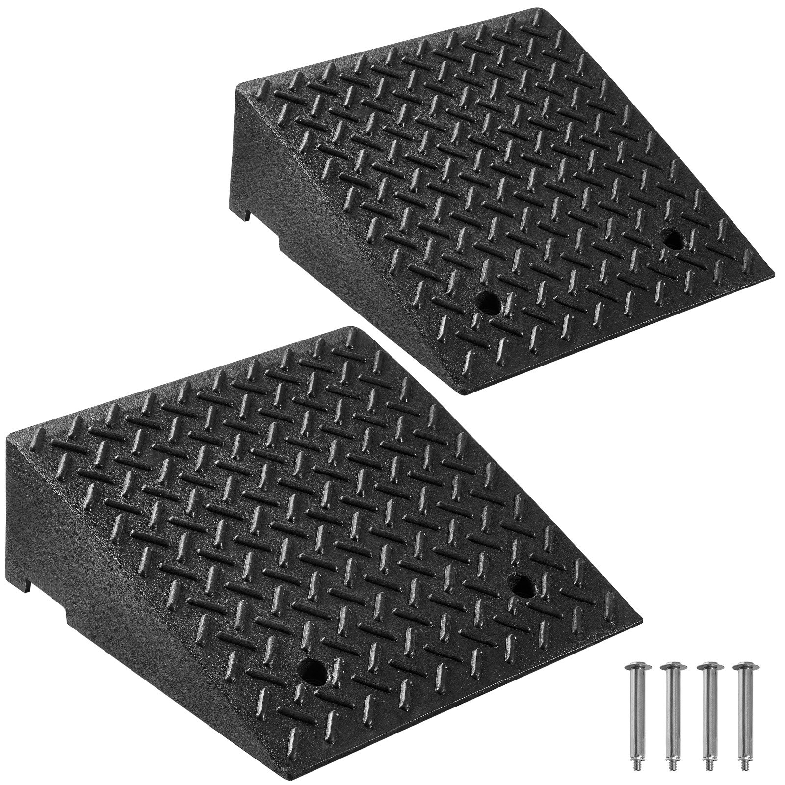 VEVOR Driveway Curb Ramp, 3.175 Tons Load Capacity, 17.8 cm Rise Height Heavy Duty Curbside Bridge Ramp with Drainage Tank for Wheelchairs, Strollers, Motorcycles, Cars, Lawn Mowers & Trailers, 2 Pack