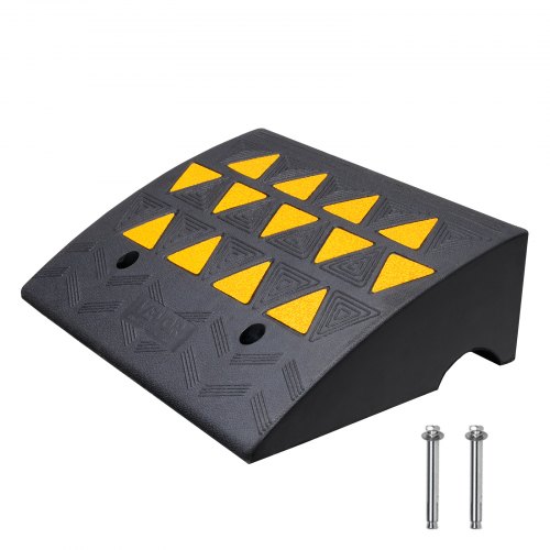 VEVOR Rubber Curb Ramp 15.2 cm Rise Height Sidewalk Curb Ramp, 37 cm Width 49.1 cm Length Driveway Ramp for Curb, 15T Heavy Duty Rubber Ramp for Forklifts, Trucks, Buses, Cars, Wheelchairs, Bikes