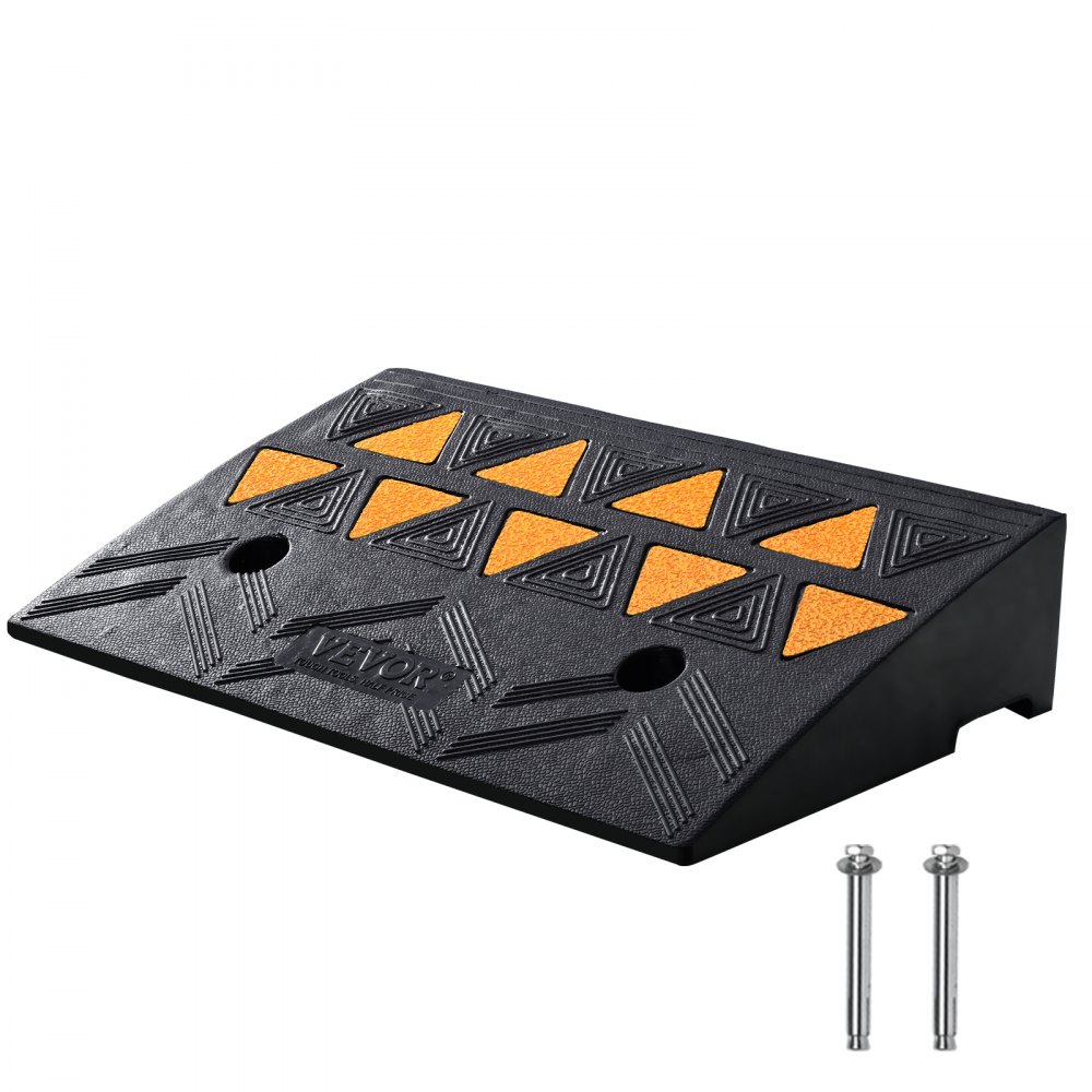 VEVOR Rubber Curb Ramp 4.25" Rise Height Sidewalk Curb Ramp, 11.8" Width 19.7" Length Driveway Ramp for Curb, 15T Heavy Duty Rubber Ramp for Forklifts, Trucks, Buses, Cars, Wheelchairs, Bikes