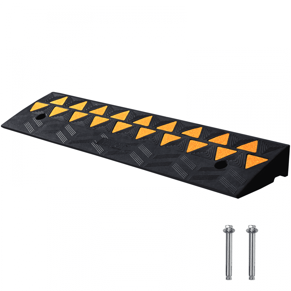 VEVOR Rubber Curb Ramp 3.7" Rise Height Sidewalk Curb Ramp, 10" Width 39.4" Length Driveway Ramp for Curb, 15T Heavy Duty Rubber Ramp for Forklifts, Trucks, Buses, Cars, Wheelchairs, Bikes