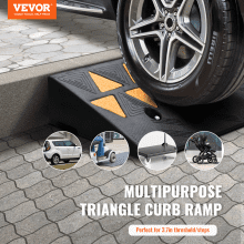 VEVOR Rubber Curb Ramp 3.7" Rise Height Sidewalk Curb Ramp, 10" Width 39.4" Length Driveway Ramp for Curb, 15T Heavy Duty Rubber Ramp for Forklifts, Trucks, Buses, Cars, Wheelchairs, Bikes