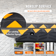 VEVOR Rubber Curb Ramp 9.4 cm Rise Height Sidewalk Curb Ramp, 25 cm Width 100 cm Length Driveway Ramp for Curb, 15T Heavy Duty Rubber Ramp for Forklifts, Trucks, Buses, Cars, Wheelchairs, Bikes