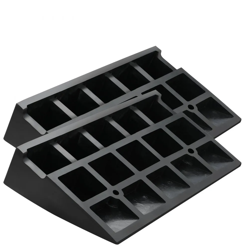 black VEVOR rubber curb ramp with honeycomb structure and nonslip surface.