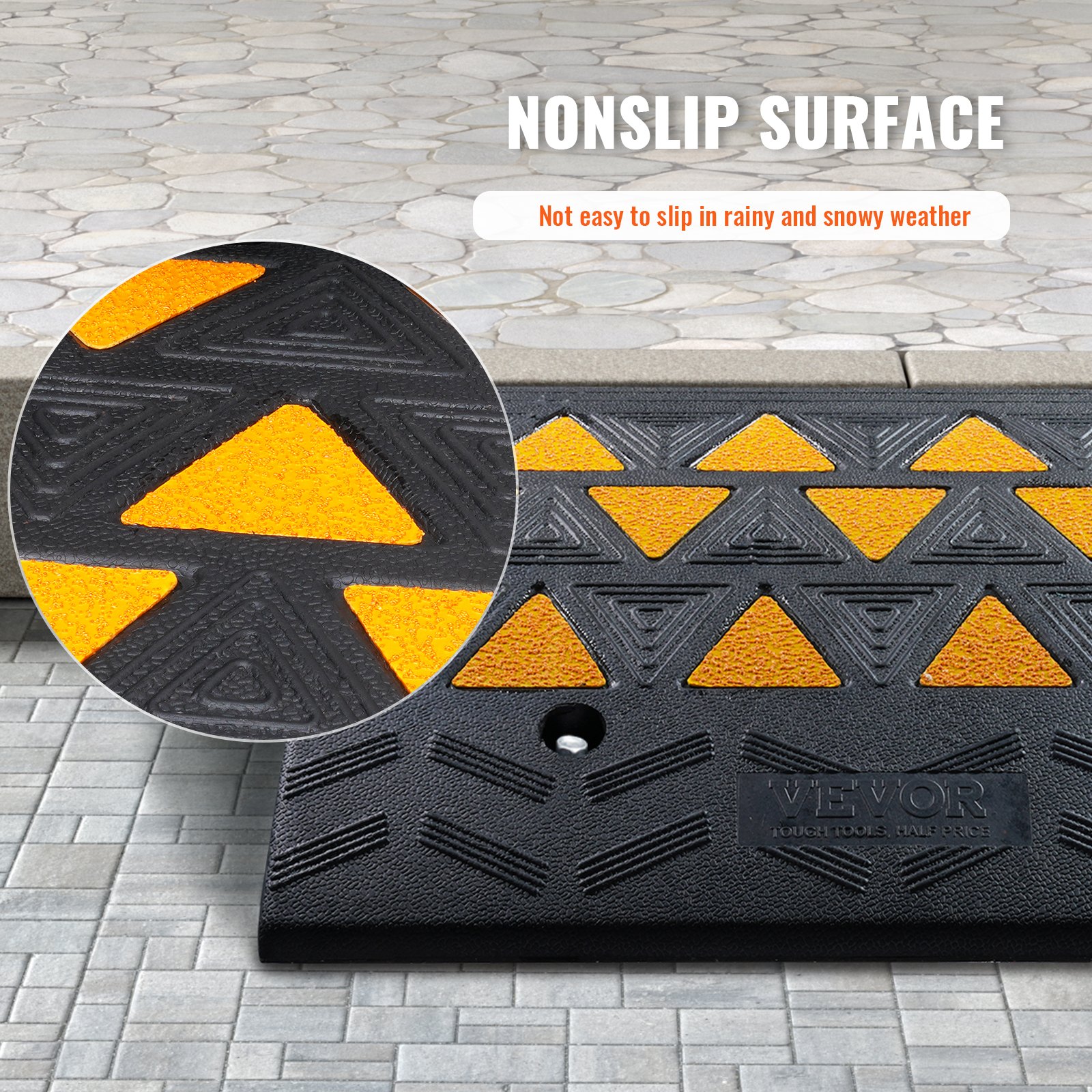 VEVOR Rubber Curb Ramp 2 Pack, 6" Rise Height Heavy-Duty 33069 lbs/15 T Capacity Threshold Ramps, Driveway Ramps with Stable Grid Structure for Cars, Wheelchairs, Bikes, Motorcycles
