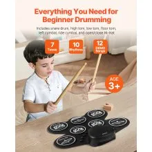 Batería eléctrica de 7 pads con conector para auriculares, pedales y altavoz para principiantes y niños