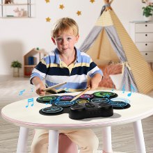 Electric Drum Set 9-Pad with Headphone Jack Pedals Built-in Speakers for Kids