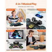 Electric Drum Set 9-Pad Stand Built-in Dual Speakers Light Up Sticks for Kids