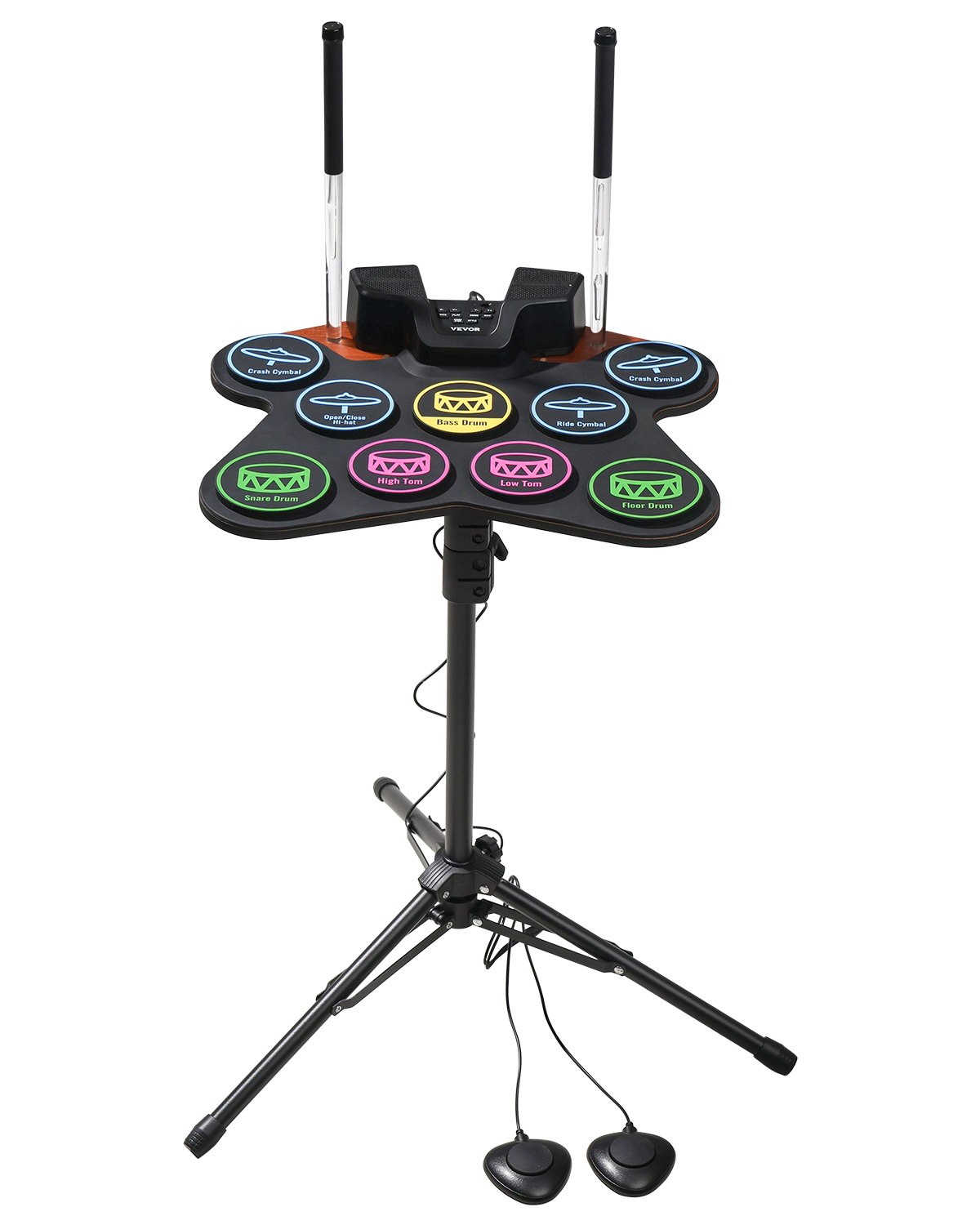 Electric Drum Set 9-Pad Stand Built-in Dual Speakers Light Up Sticks for Kids Electric Drum Set 9-Pad Stand Built-in Dual Speakers Light Up Sticks for Kids