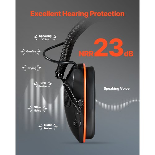VEVOR Safety Earmuffs, Electronic Ear Muffs with Bluetooth