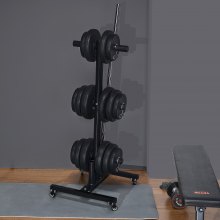 VEVOR Vertical Weight Plate Rack Home Gym Barbell Storage with Wheels 1000 lbs