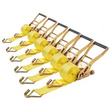 VEVOR Ratchet Straps, 50.8 mm x 4.6 m, Heavy Duty Tie Down Straps with Double J Hook, 2268 kg Break Strength, Carry Bag, Tie Down Ratcheting for Moving, Trailers, Motorcycles, Kayaks, Car Roof, 6 Pack